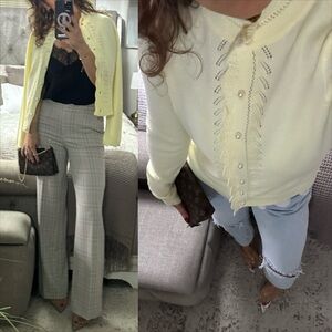 New♥️ Lemon Cream Pearl Button Cardigan